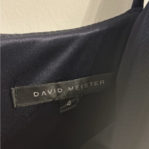 DAVID MEISTER Navy Blue Cocktail/Prom dress Midnight blue spaghetti strap size 4 - Picture 3 of 6
